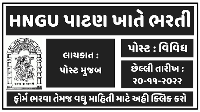 Hemchandracharya North Gujarat University, Patan HNGU Recruitment 2022 for Various Posts
