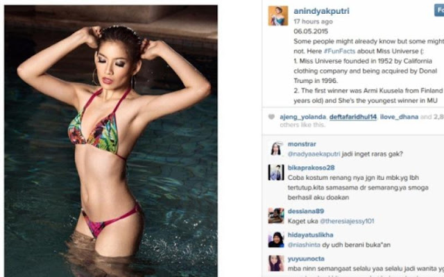 Puteri Indonesia 2015, Anindya Kusuma Putri Hot Bikini on Instagram