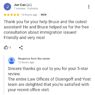 Law Offices Of Dizengoff and Yost Google Five-Star Review