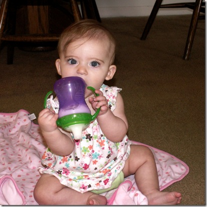 Elaine 6 months upside down sippy cup