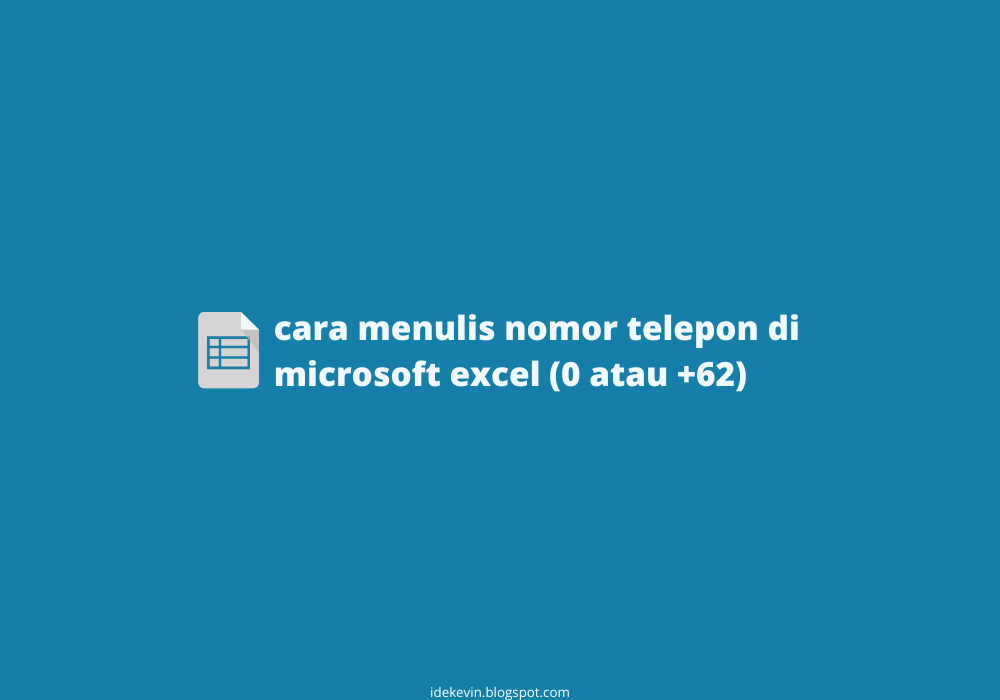 cara menulis nomor telepon di excel