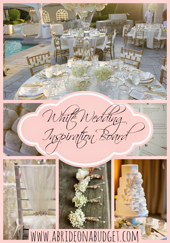 Plan your white wedding with this White Wedding Inspiration Board from www.abrideonabudget.com.