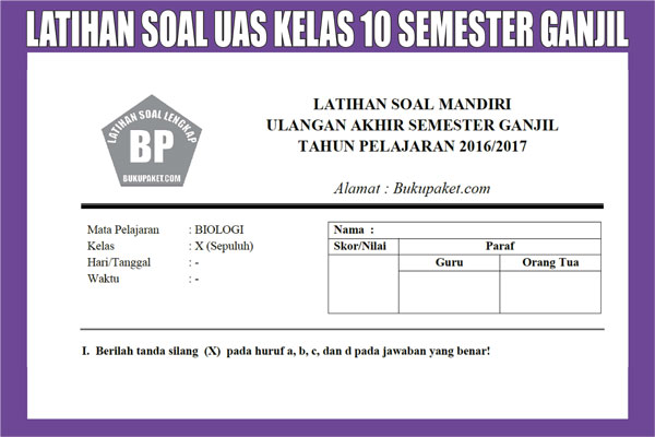 Soal Tk B Semester 1 - Ala Model Kini