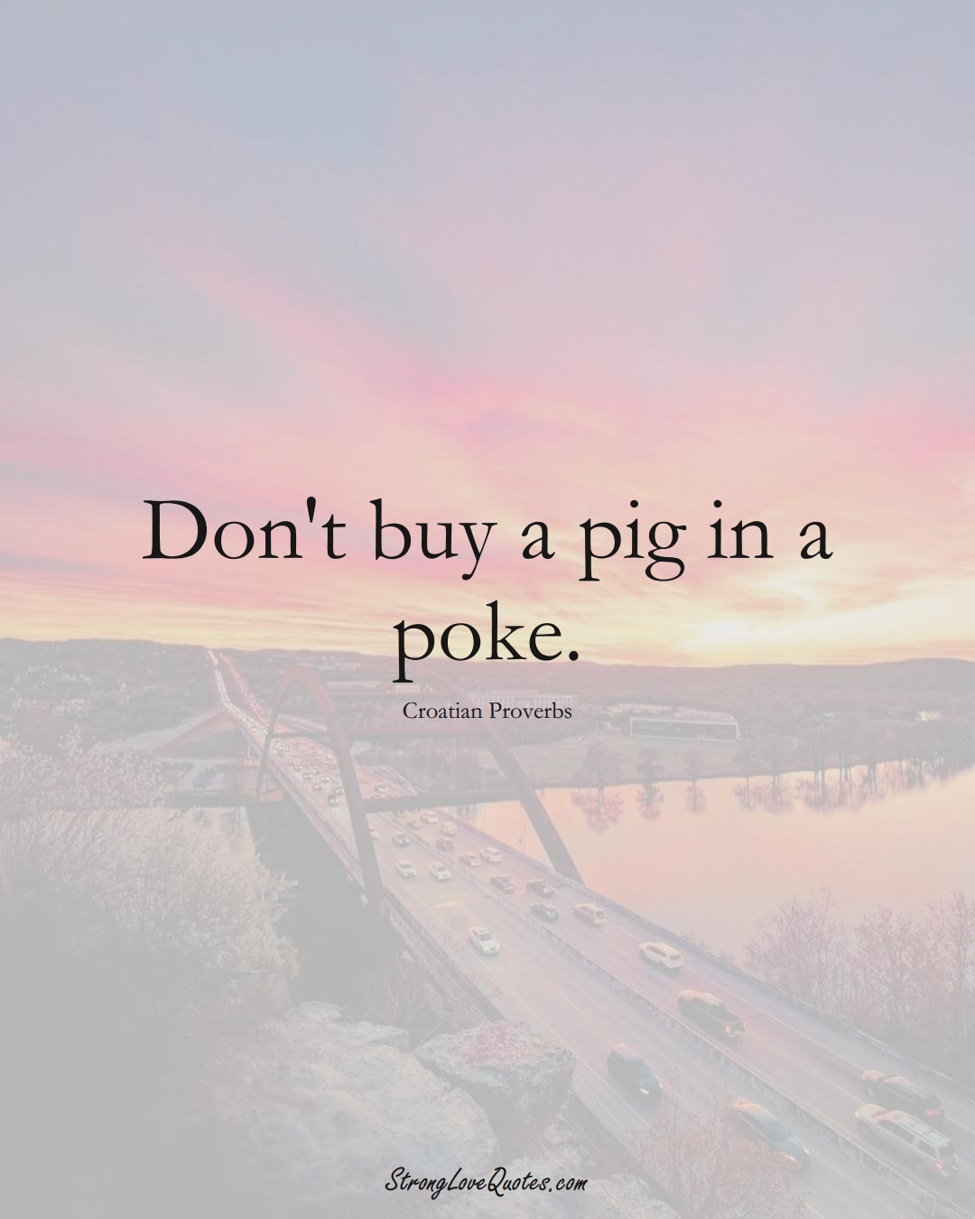 Don't buy a pig in a poke. (Croatian Sayings);  #EuropeanSayings