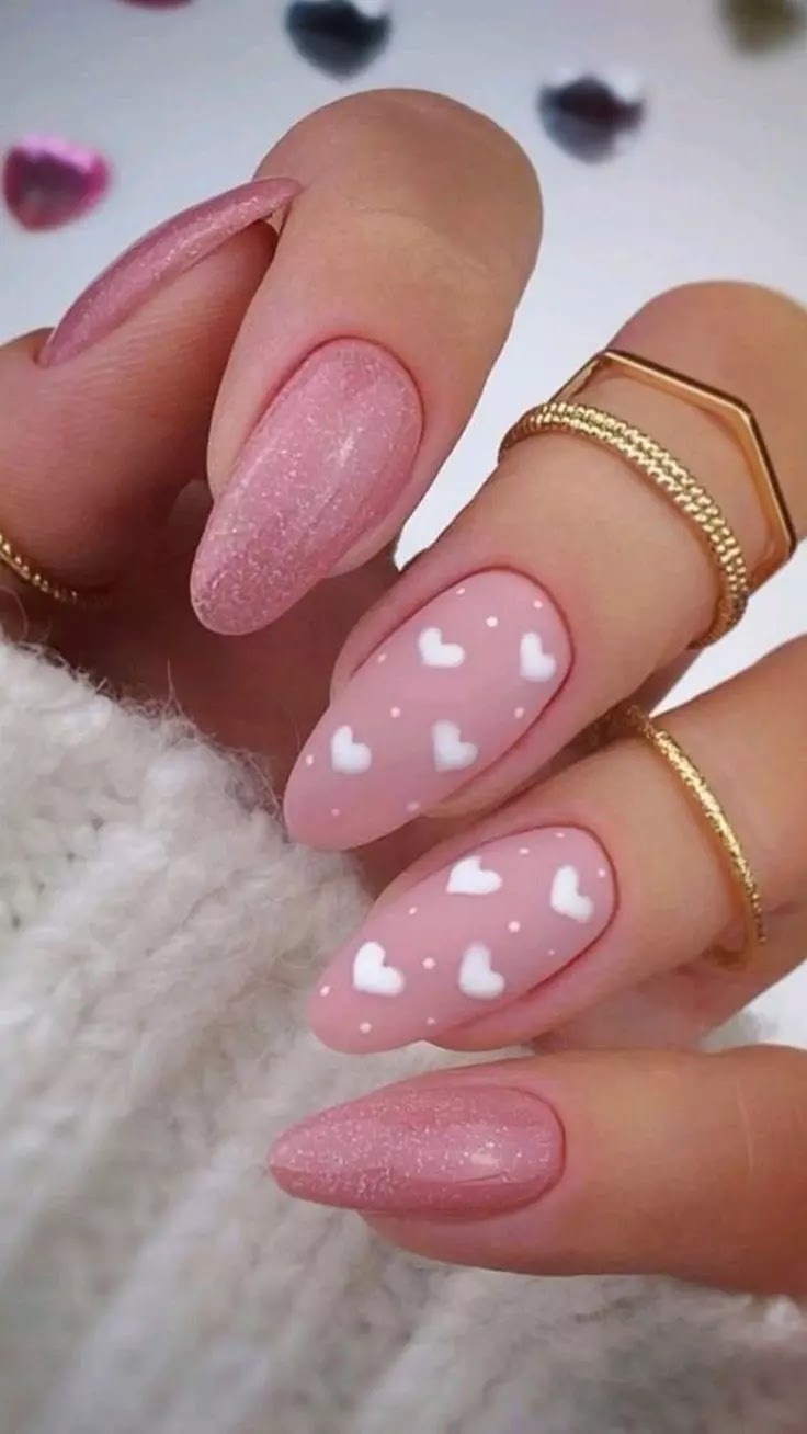 What color are pink nails for Valentine's Day?