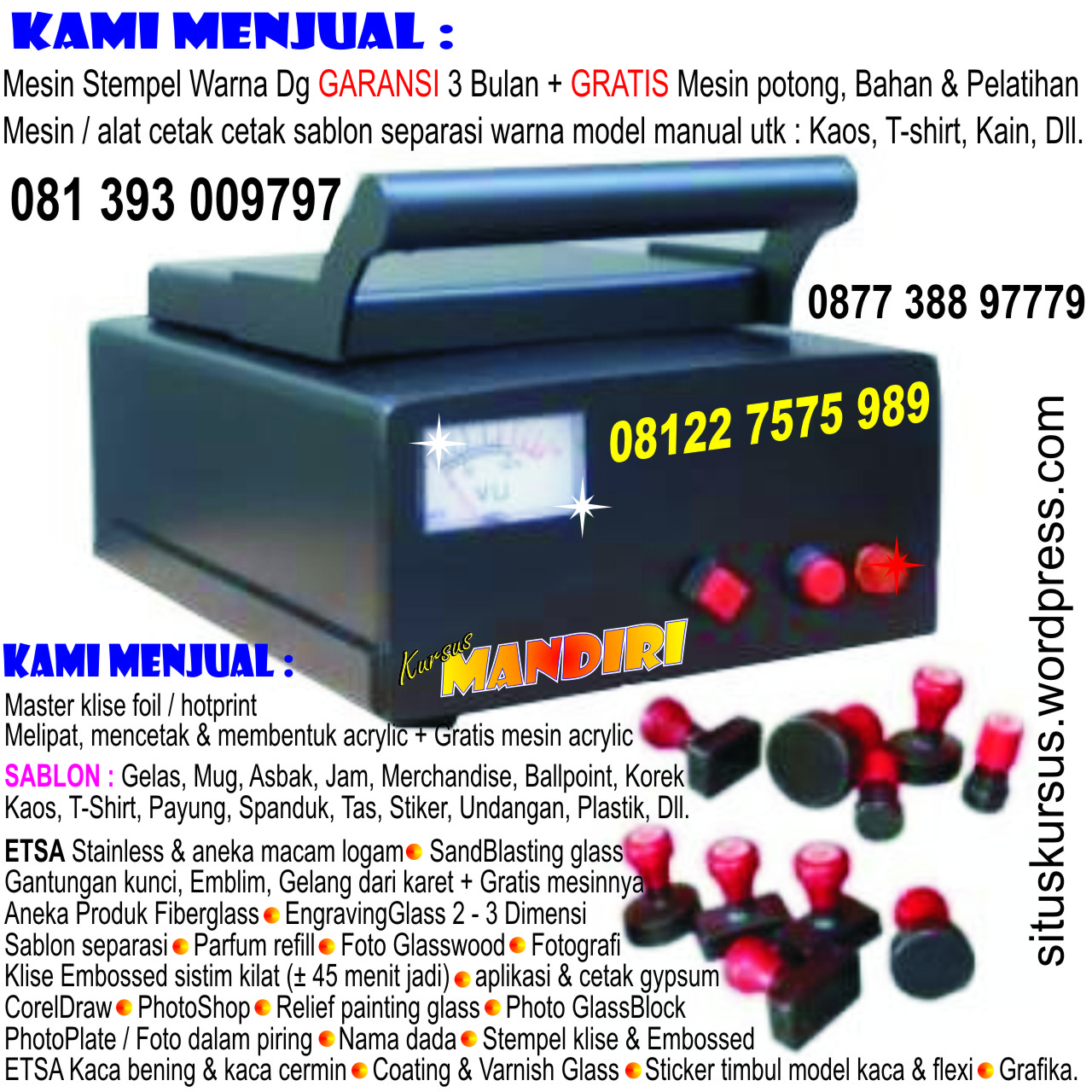 Kursus Plakat acrylic fiber Sablon gelas mug 