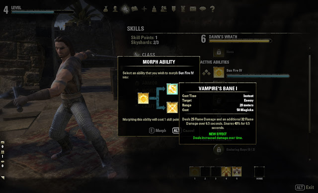 Elder Scrolls Online Vampire's Bane morph ability screen