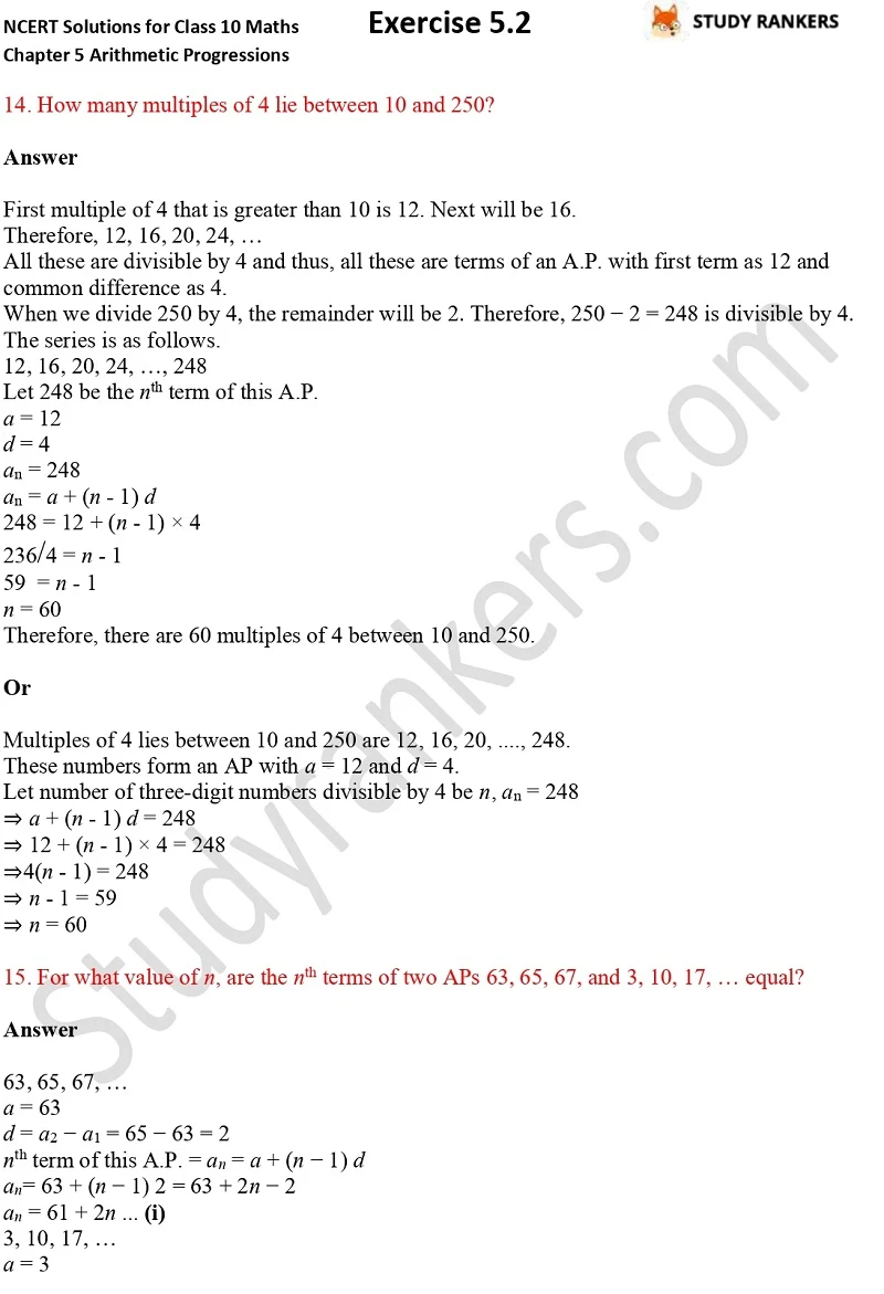 NCERT Solutions for Class 10 Maths Chapter 5 Arithmetic Progressions Exercise 5.2 Part 11