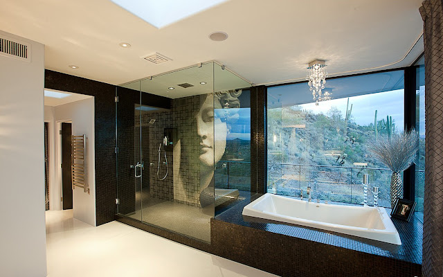 Bath tub and shower cabin in the Martin Home by Spry Architecture