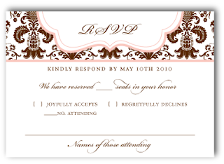 custom damask wedding invitation rsvp