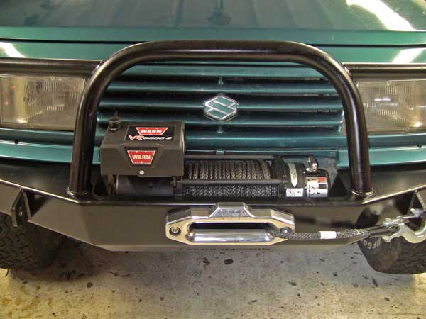 WARN VR8000-s winch on the front of The Teal Terror, my 1995 Suzuki Sidekick 4x4 project - Subcompact Culture