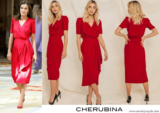 Queen Letizia of Spain wore Cherubina Suzie red dress