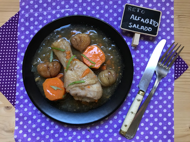 pollo guisado con castañas y boniato receta