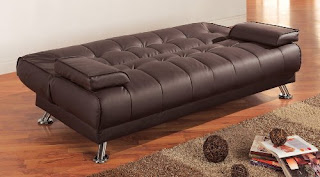 Coaster Futon Sofa Bed with Removable Arm Rests, Brown Vinyl