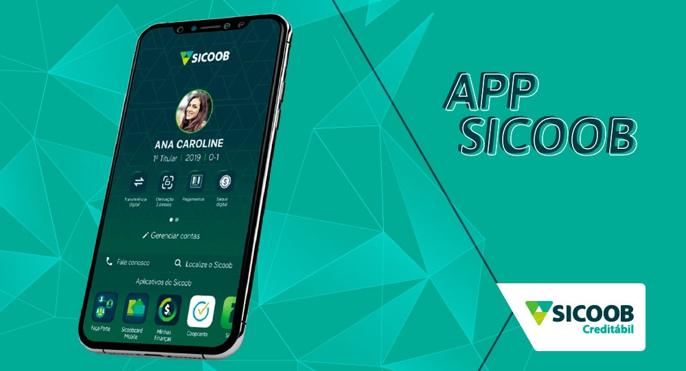 aplicativo sicoob aberto no celular
