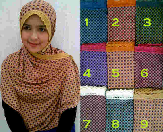 DUNIA HIJAB CANTIK: Pashmina renda jersey kotak