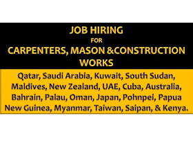 Another job opportunities for Filipinos who want to try their luck working in other countries as mason, construction workers and carpenters.   If you are interested, scroll down below to see the list of job orders from the website of Philippine Overseas Employment Administration (POEA).   Please be reminded that we are not a recruitment industry and we are not affiliated to any of the agencies mentioned here below. All the job orders were taken from the POEA jobs order website and were only linked to agency details for easier navigation for the visitors.