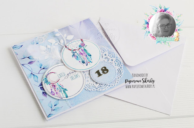 scrapbooking cardmaking kartka card urodziny birthdays dream catcher łapacz śnów i love digi Papierowe Skarby z okazji urodzin imieniny rękodzieło handmade akwarele watercolor