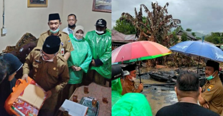 Wabup Bersama Sekda Kerinci Kunjungi dan Berikan Bantuan Kepada Korban Kebakaran