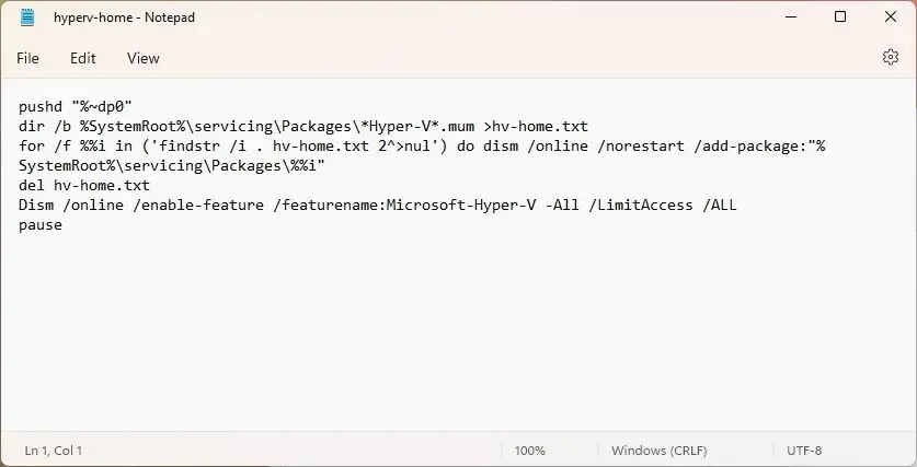 script install hyperv windows 11 home