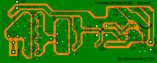 Pemancar radio fm PCB dan layout nya