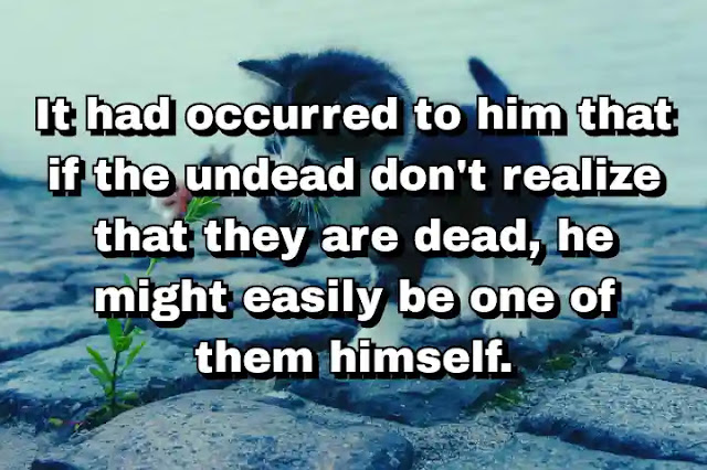 "It had occurred to him that if the undead don't realize that they are dead, he might easily be one of them himself." ~ Dan Chaon
