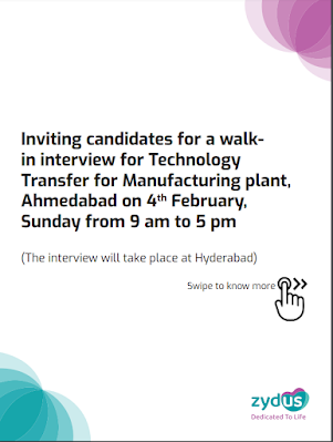 Zydus Walk In Interview For Technology Transfer