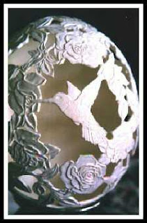 Egg shell art by laser