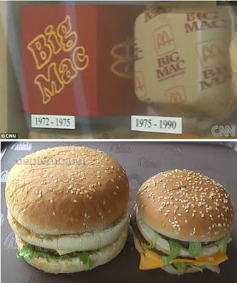 A size comparison of McDonald's Big Macs over the years, mcdonald's menu