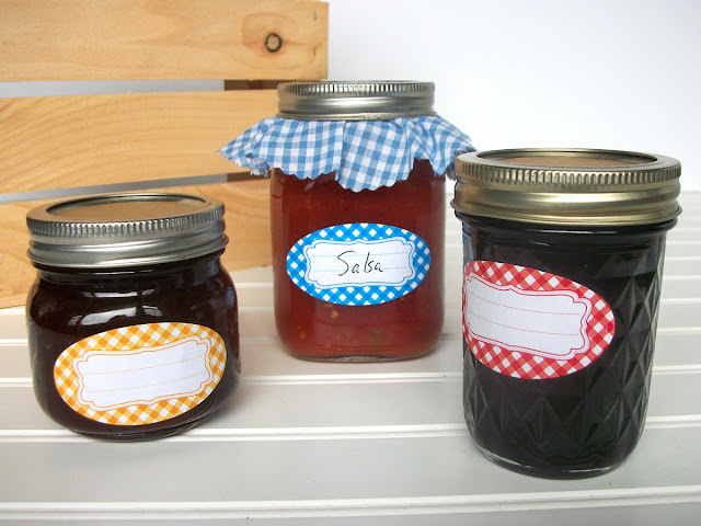 Classic Gingham Oval Canning Jar Labels