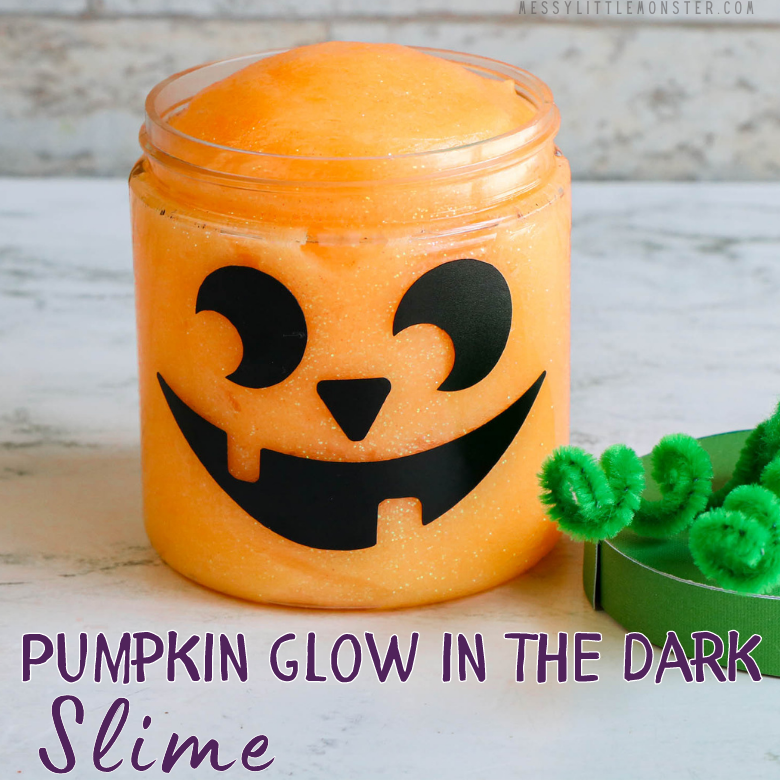 Pumpkin glow in the dark slime in a jar