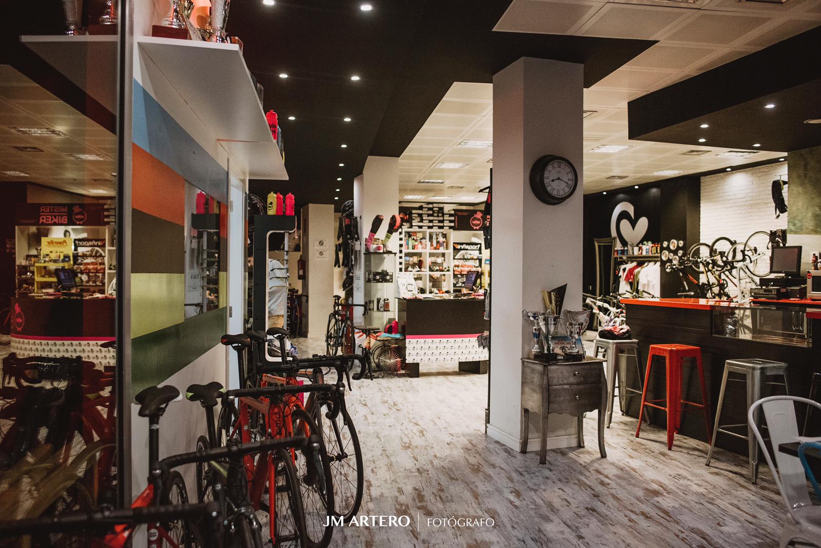 Interior of Mister Biker bike shop in Xativa, Valencia, Spain