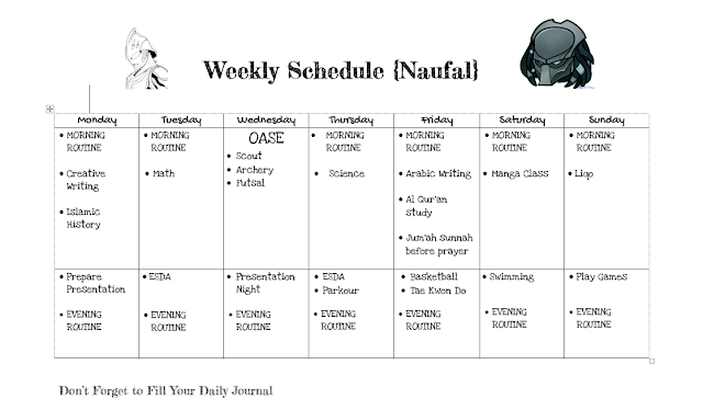 contoh jadwal dan kurikulum homeschooling 