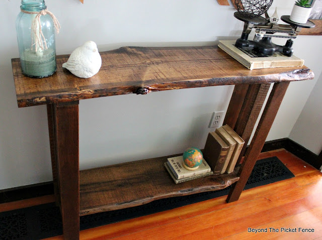 Live edge barn wood sofa table