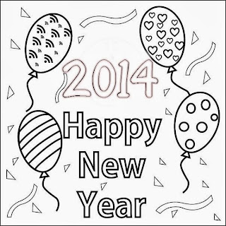 Happy New Year 2014 for Coloring