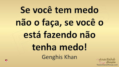 Se você tem medo não o faça, se você o está fazendo não tenha medo! Genghis Khan