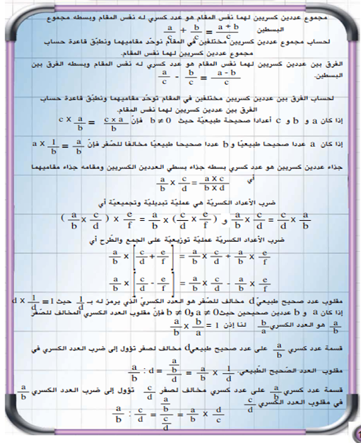 الأعداد العشريّة - الأعداد الكسريّة -رياضيات سابعة أساسي