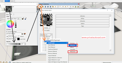 cara setting material air di vray sketchup,vray editor material air,vray setting editor