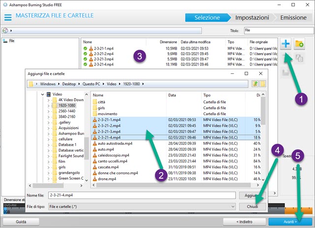 aggiungere file al disco multisessione