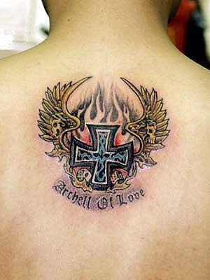 Cool Cross Tattoo with Wings for Man