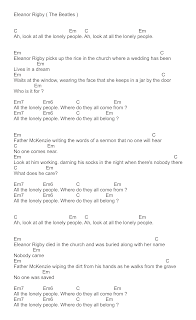 chord eleanor rigby - the beatles