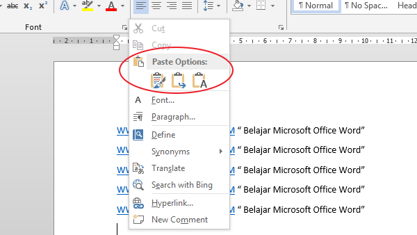 Cara Copy, Cut dan Paste text di microsoft Office word