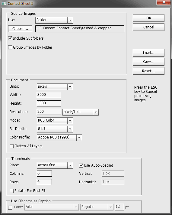 Create Contact Sheet.