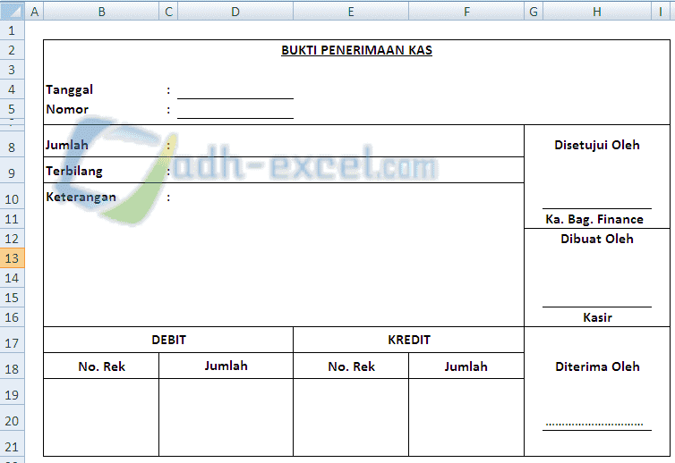 Fungsi dan Contoh Form Bukti Penerimaan Kas Di Excel