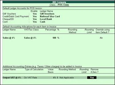 Default Ledger for POS Invoice