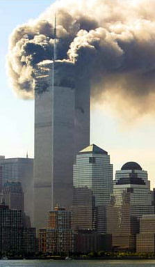 World Trade Center aflame