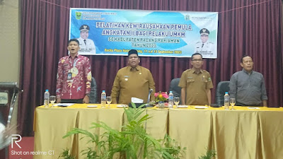 Dinas Perdangangan Padang Pariaman Adakan pelatihan kewirausahaan pemula angkatan ll bagi pelaku (UMKM) sekabupaten Padang Pariaman