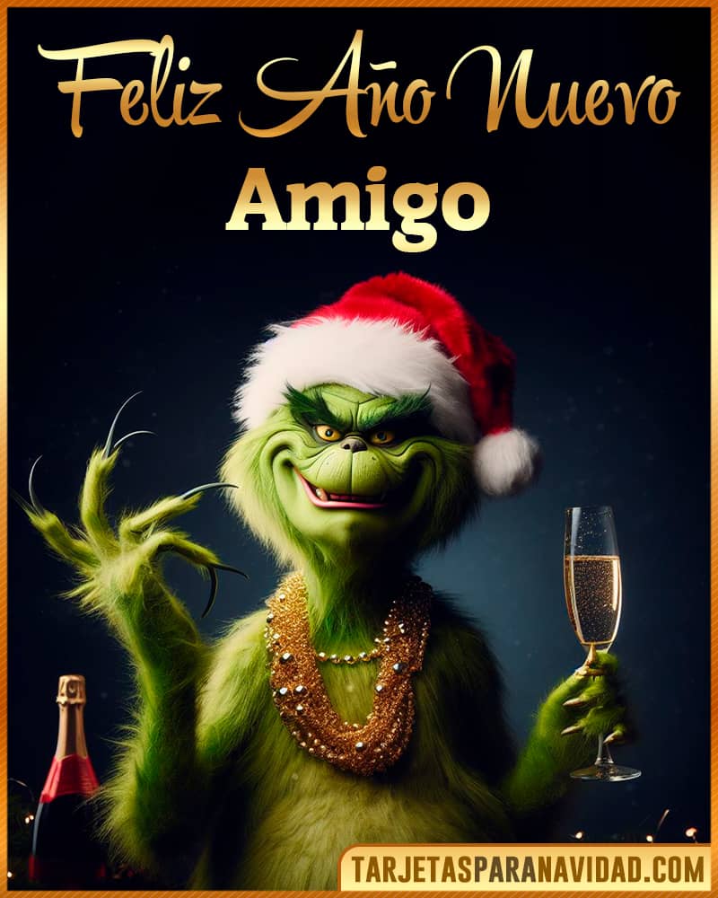 Tarjeta De Feliz Año Nuevo De Grinch Para Amigo