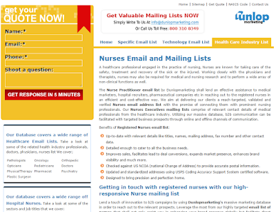 Nurses Email address list - Buy email address list from Dunlopmarketing