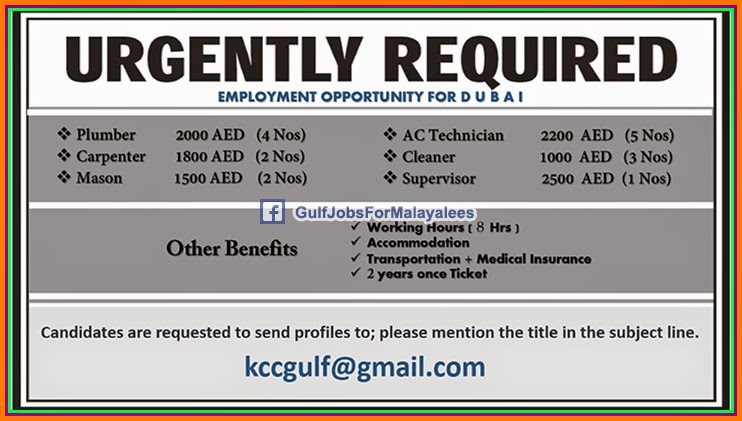 Construction jobs for Dubai & KSA